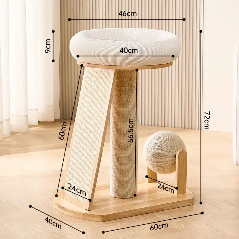 Arbre à Chat Scandinave en Bois Clair 3 Tailles - Design Élégant Stable Intérieur Moderne | Miaou&Co