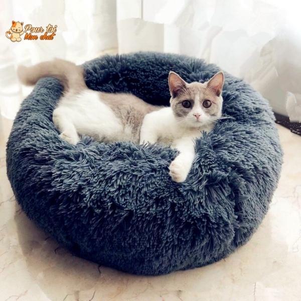 Panier Douillet pour Chat en Peluche - Coussin Anti-Stress Antidérapant Lavable | Miaou&Co