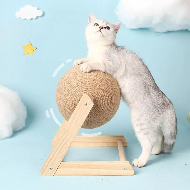 Boule Griffoir et Brosse de Massage 2-en-1 pour Chat - Auto-Toilettage Anti-Poils Morts | Miaou&Co