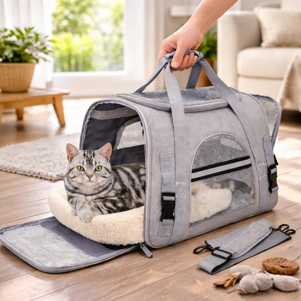 Sac de Transport Ventilé pour Chat Grande Capacité - Mailles Respirantes Longs Trajets | Miaou&Co