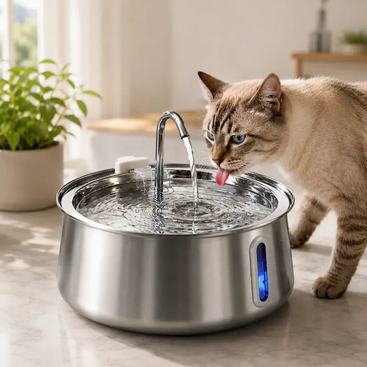 Miaou & co® - Fontaine à eau chat inox 4L