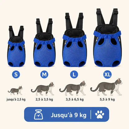 Sac à Dos de Promenade pour Chat 4 Tailles S à XL - Aération Optimale Ville et Randonnée | Miaou&Co