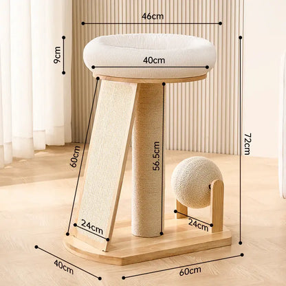 Arbre à Chat Scandinave en Bois Clair 3 Tailles - Design Élégant Stable Intérieur Moderne | Miaou&Co