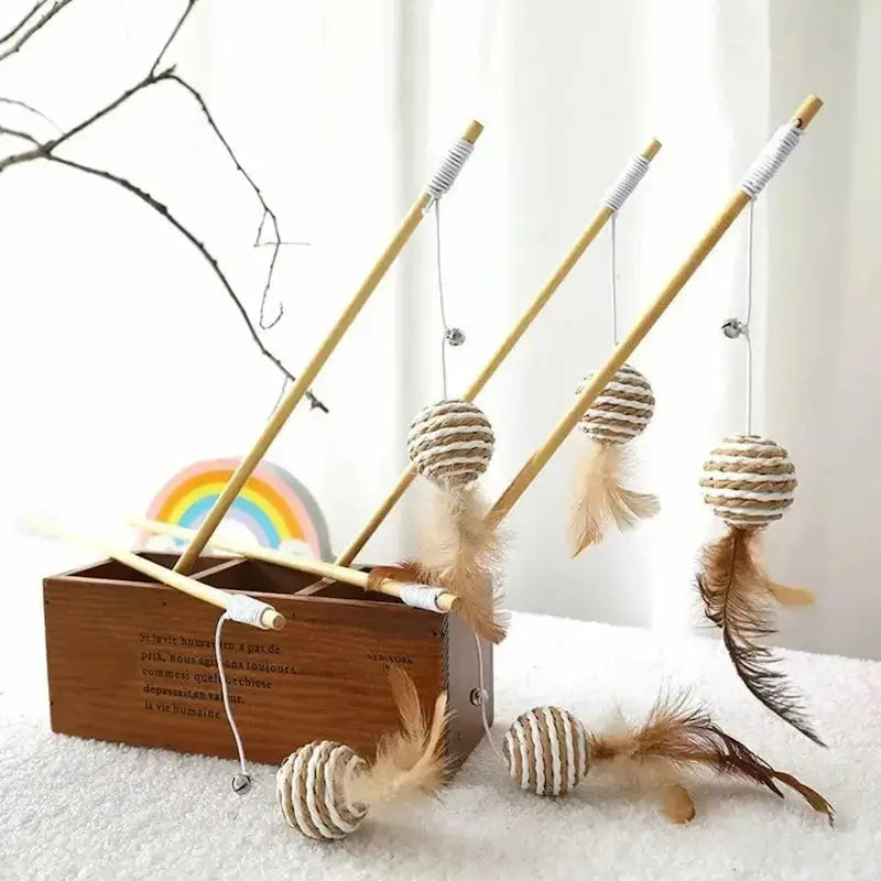 Baguette de Jeu en Bois pour Chat 4 Modèles - Éveille l'Instinct de Capture | Miaou&Co