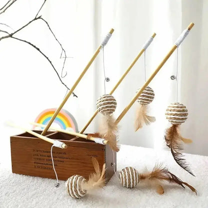 Baguette de Jeu en Bois pour Chat 4 Modèles - Éveille l'Instinct de Capture | Miaou&Co