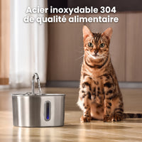 Fontaine à Eau Chat Inox Automatique - 4 Filtres Inclus