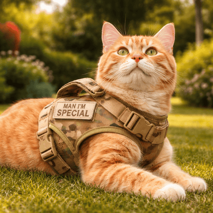 Harnais Militaire pour Chat avec Sangles Ajustables - Maintien Sûr en Balade 3 Coloris | Miaou&Co