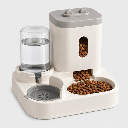 Distributeur de Croquettes 2-en-1 pour Chat avec Fontaine à Eau - Repas et Hydratation | Miaou&Co