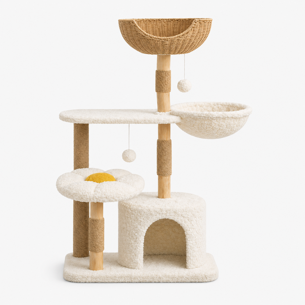 Petit Arbre à Chat avec Niche Intégrée - Cocon Stable Idéal pour Petits Espaces | Miaou&Co