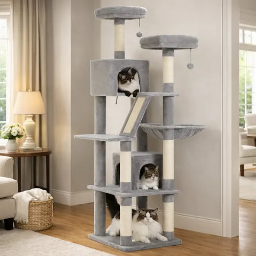 Arbre à Chat XXL Ultra Stable - Tour Multi-Niveaux pour Grands Chats et Maine Coon | Miaou&Co
