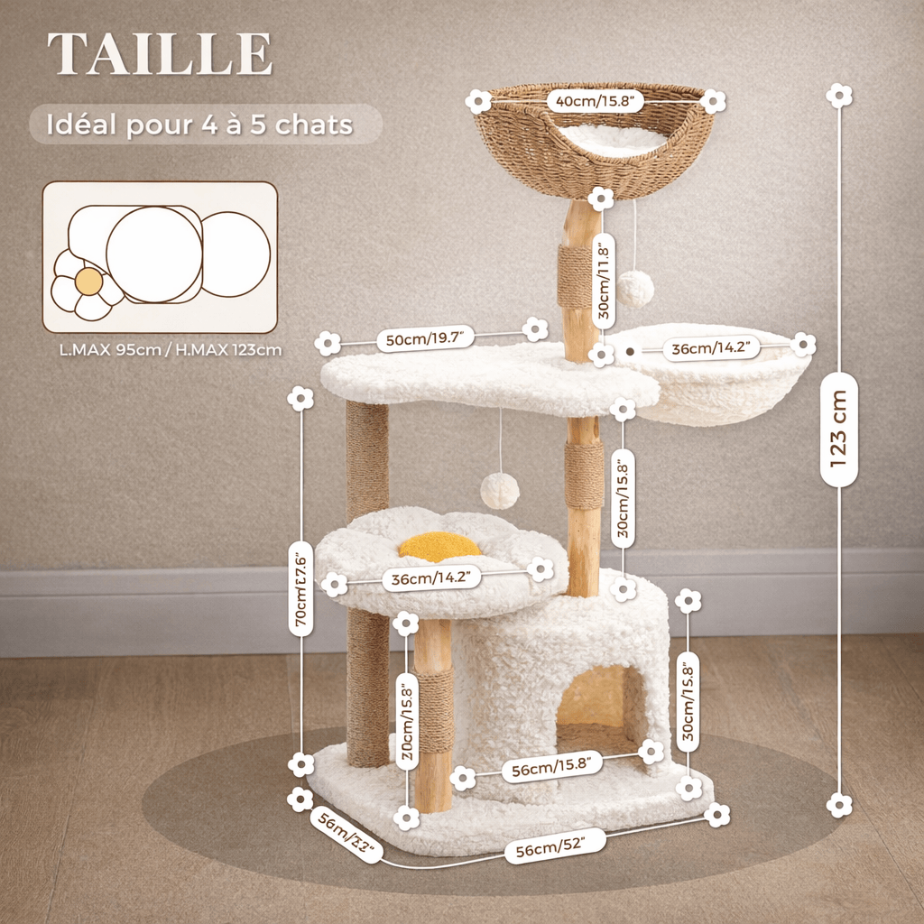 Petit Arbre à Chat avec Niche Intégrée - Cocon Stable Idéal pour Petits Espaces | Miaou&Co