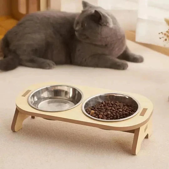 Gamelle Surélevée Inclinée pour Chat - Hauteur Confort pour Posture Naturelle aux Repas | Miaou&Co