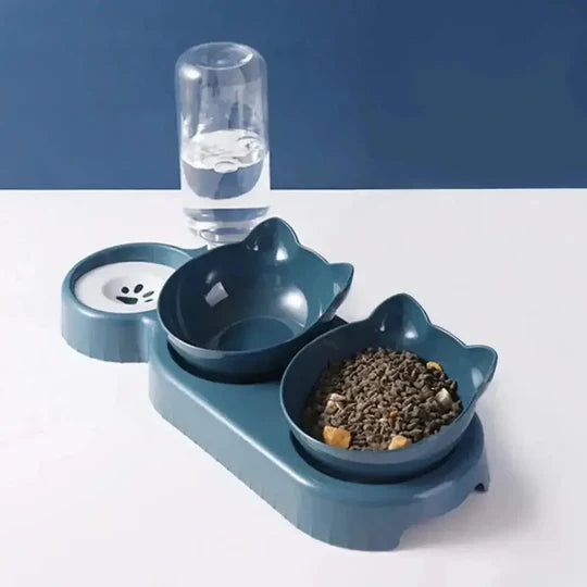 Gamelle Double pour Chat Antidérapante - Bols Séparés Croquettes et Eau Faciles à Nettoyer | Miaou&Co
