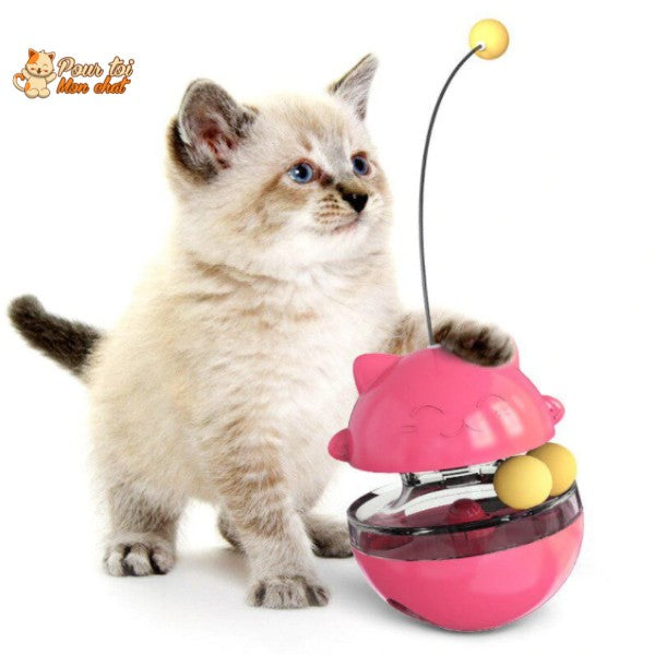 Jouet Distributeur de Friandises pour Chat 4 Coloris - Balle Culbuto Anti-Ennui | Miaou&Co