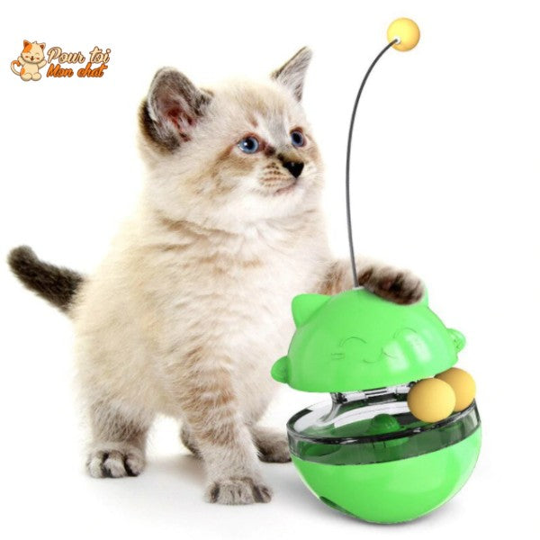 Jouet Distributeur de Friandises pour Chat 4 Coloris - Balle Culbuto Anti-Ennui | Miaou&Co