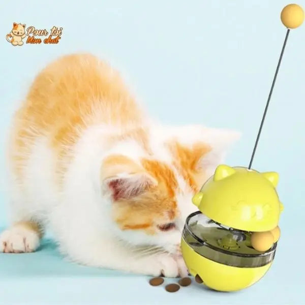 Jouet Distributeur de Friandises pour Chat 4 Coloris - Balle Culbuto Anti-Ennui | Miaou&Co