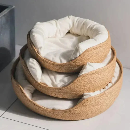 Panier pour Chat en Bambou Naturel 3 Tailles 32 à 45cm - Couchage Confortable et Robuste | Miaou&Co