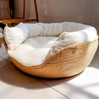Panier pour Chat en Bambou Naturel 3 Tailles 32 à 45cm - Couchage Confortable et Robuste | Miaou&Co