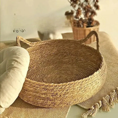 Panier en Osier pour Chat 45cm en Corde de Papier Tressée - Coussin Peluche Inclus | Miaou&Co