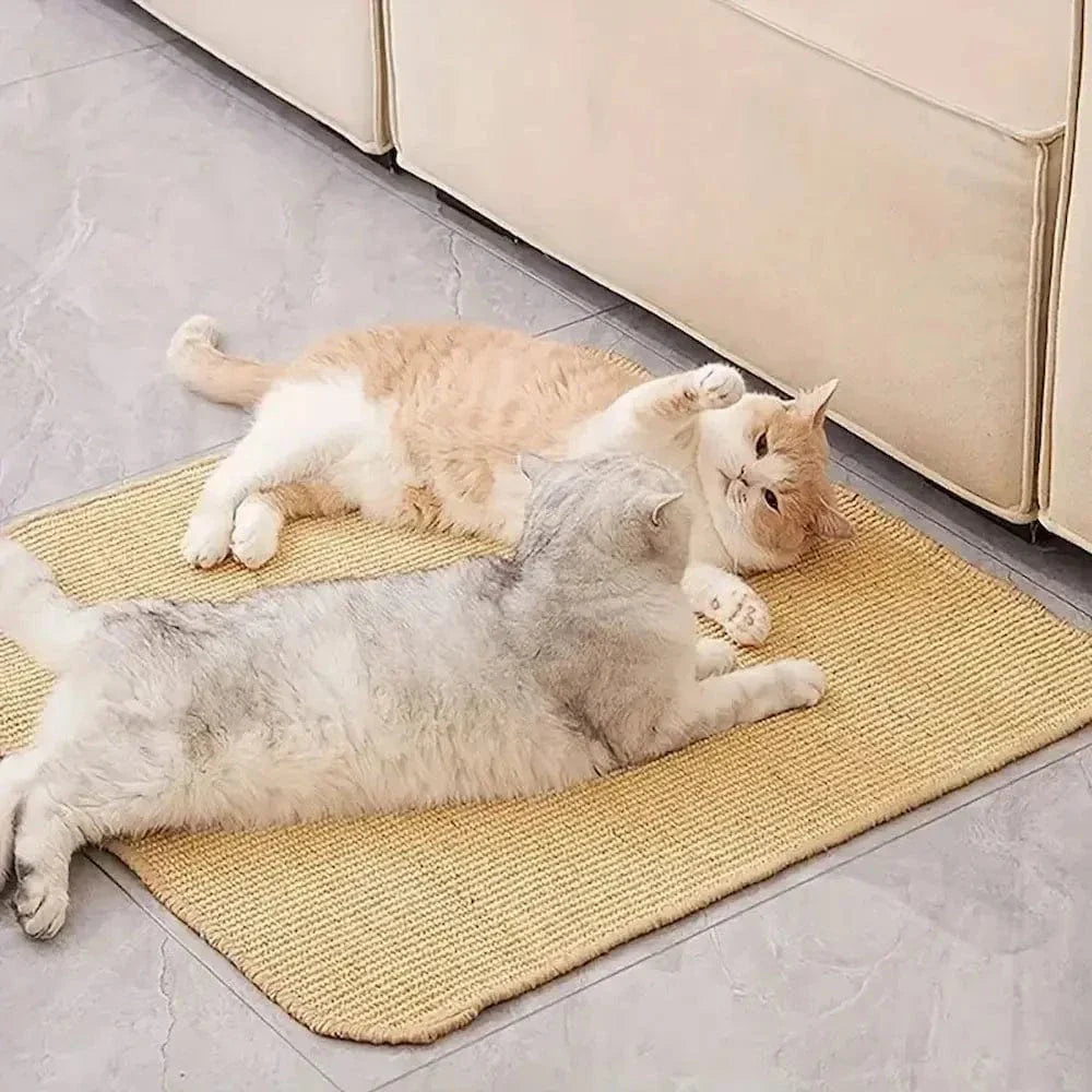Tapis Griffoir pour Chat en Sisal Naturel 30x40 ou 40x60cm - Protège Canapé et Meubles | Miaou&Co