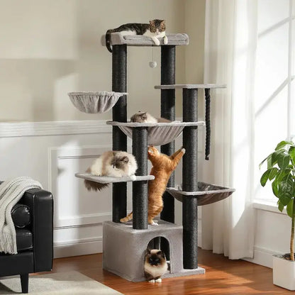 Arbre à Chat Multi-Plateformes 7 Niveaux - Tour de Jeu Stable pour Grimper et Sauter | Miaou&Co