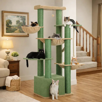 Arbre à Chat Multi-Plateformes 7 Niveaux - Tour de Jeu Stable pour Grimper et Sauter | Miaou&Co
