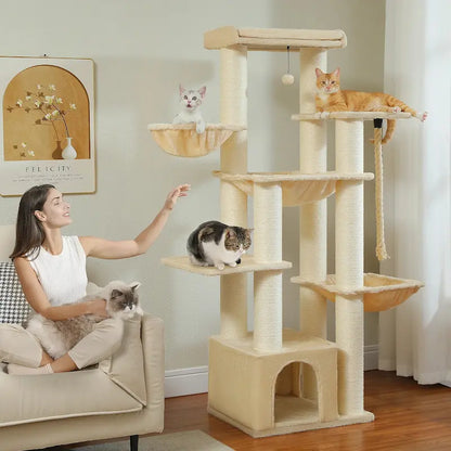 Arbre à Chat Multi-Plateformes 7 Niveaux - Tour de Jeu Stable pour Grimper et Sauter | Miaou&Co