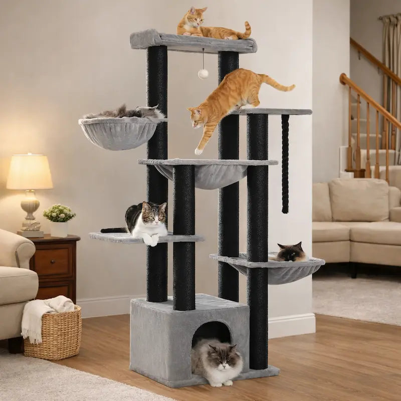 Arbre à Chat Multi-Plateformes 7 Niveaux - Tour de Jeu Stable pour Grimper et Sauter | Miaou&Co