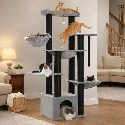 Arbre à Chat Multi-Plateformes 7 Niveaux - Tour de Jeu Stable pour Grimper et Sauter | Miaou&Co