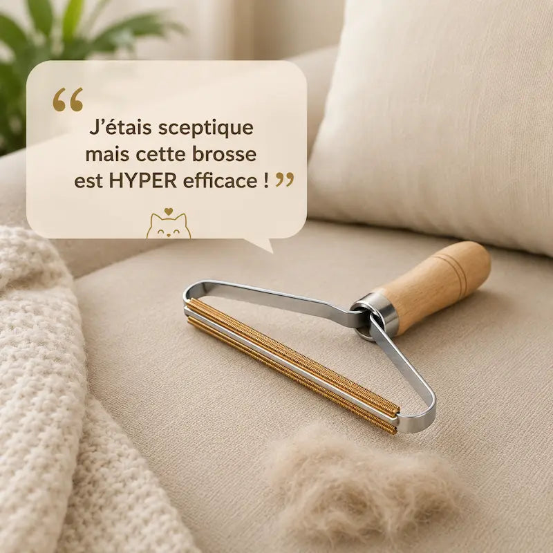 Brosse Anti-Poils de Chat pour Textiles et Canapé - Élimine 90% des Poils sur Tissus | Miaou&Co