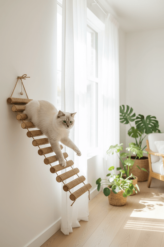 Échelle Pont pour Chat en Sisal Naturel 50 ou 100cm - Escalade et Griffoir 2-en-1 | Miaou&Co