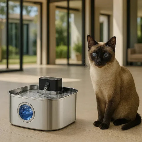 Miaou & co® - Fontaine à eau chat inox sans fil