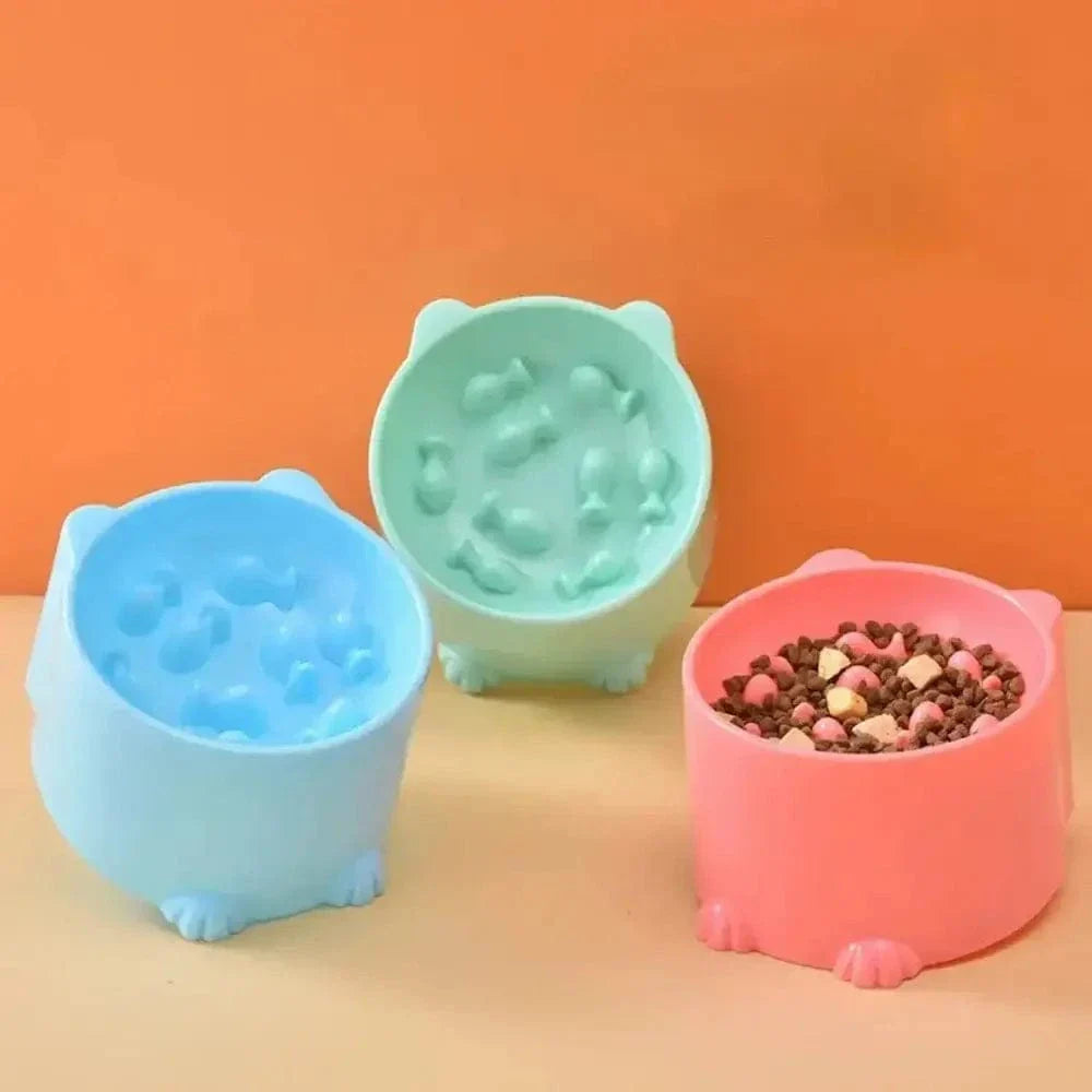 Gamelle Anti-Glouton Surélevée pour Chat - Ralentit les Repas et Soulage les Cervicales | Miaou&Co