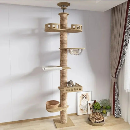 Arbre à Chat XXL en Bois Naturel 4 Modèles - Territoire Vertical Stable et Design | Miaou&Co