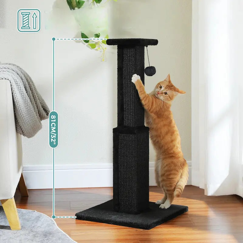 Grand Poteau à Gratter pour Chat 81cm - Base Large Ultra Stable pour Étirement Complet | Miaou&Co