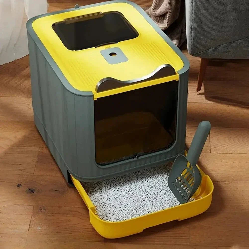 Maison de Toilette Pliable pour Chat Gain de Place - Bac à Litière de Voyage 4 Coloris | Miaou&Co