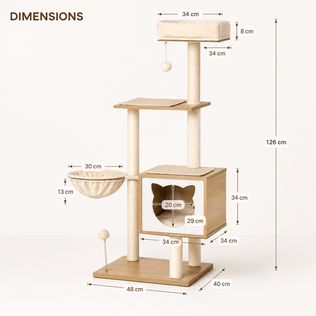 Miaou & Co Arbre à Chat en Bois avec Hamac Suspendu