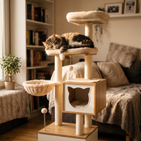 Miaou & Co Arbre à Chat en Bois avec Hamac Suspendu