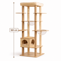 Miaou & Co Arbre à Chat en Bois Multi-Niveaux avec Niches et Hamac - Stable pour Plusieurs Chats