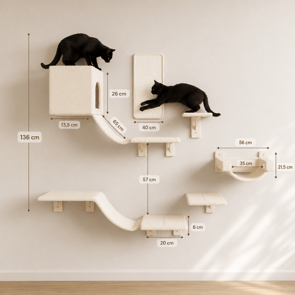 Miaou & Co Arbre à Chat Mural 6 Pièces