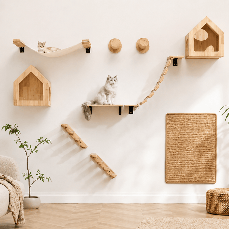 Miaou & Co Arbre à Chat Mural Modulable en Bois