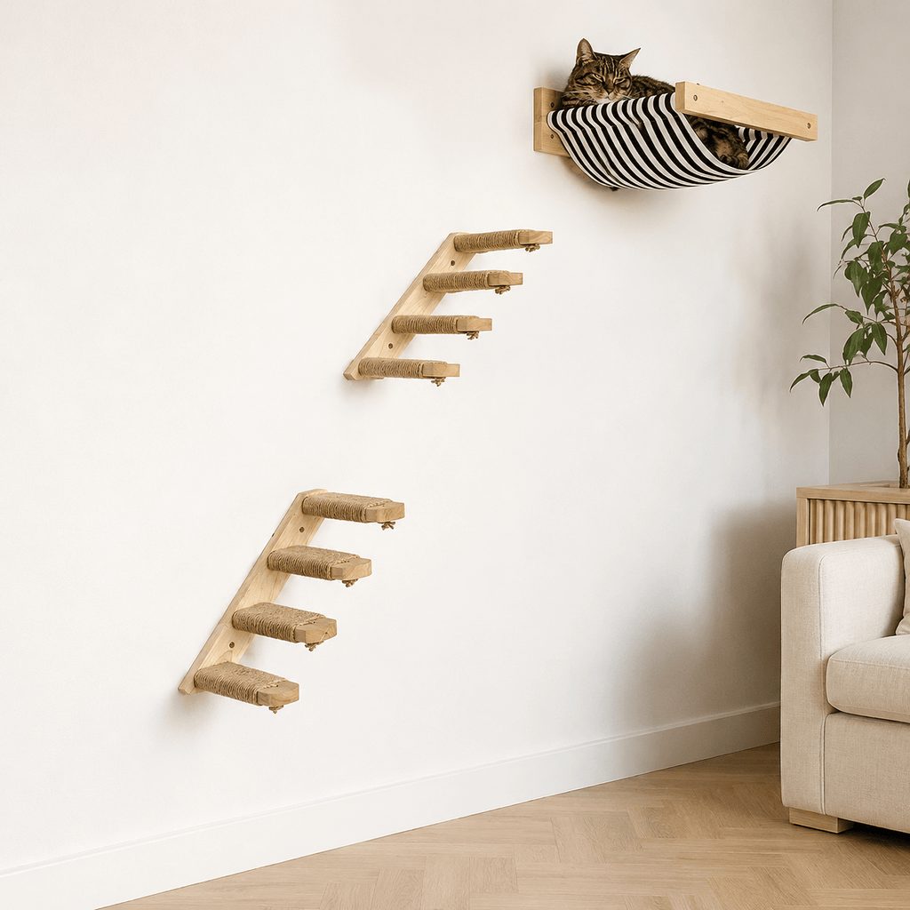 Miaou & Co Arbre à Chat Mural Modulable en Bois