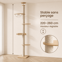 Miaou & Co Arbre à Chat Plafond Réglable - Stable Sans Perçage