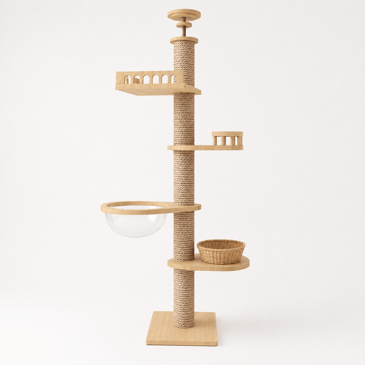 Miaou & Co Arbre à chat XXL du Sol au Plafond en Bois Naturel 4 Modèles