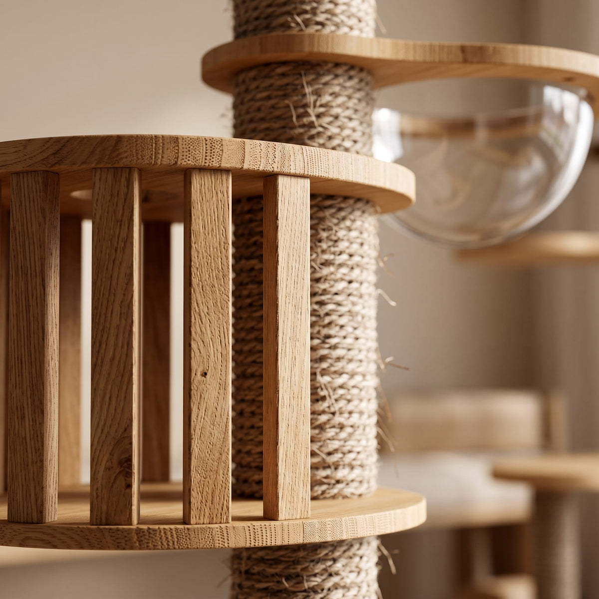 Miaou & Co Arbre à chat XXL du Sol au Plafond en Bois Naturel 4 Modèles