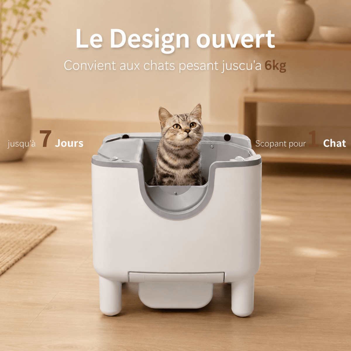 Miaou & Co Bac à Litière Autonettoyant pour Chat