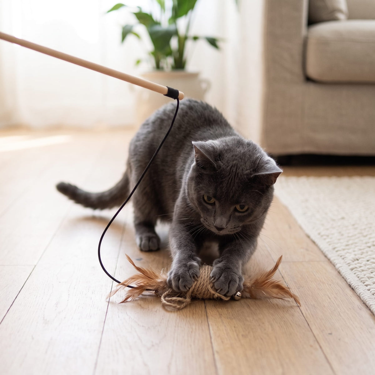 Miaou & Co Baguette de Jeu en Bois pour Chat - Éveille l'Instinct de Capture