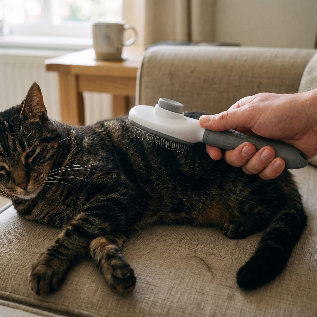Miaou & Co Brosse de Toilettage pour Chat - Démêle sans Tirer et Anti-Mue