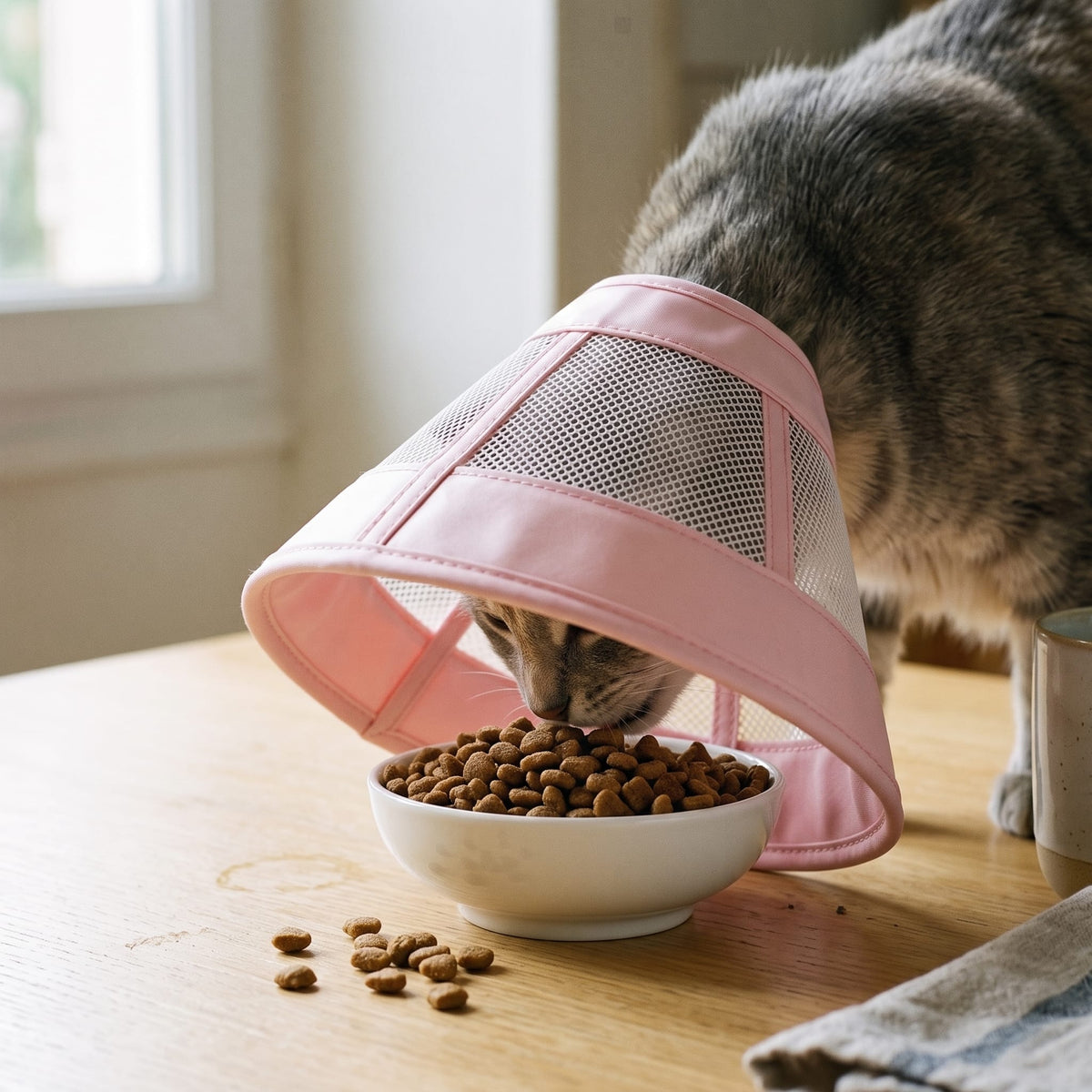 Miaou & Co Collerette Souple pour Chat Anti-Grattage en Tissu Respirant - Post-Opératoire