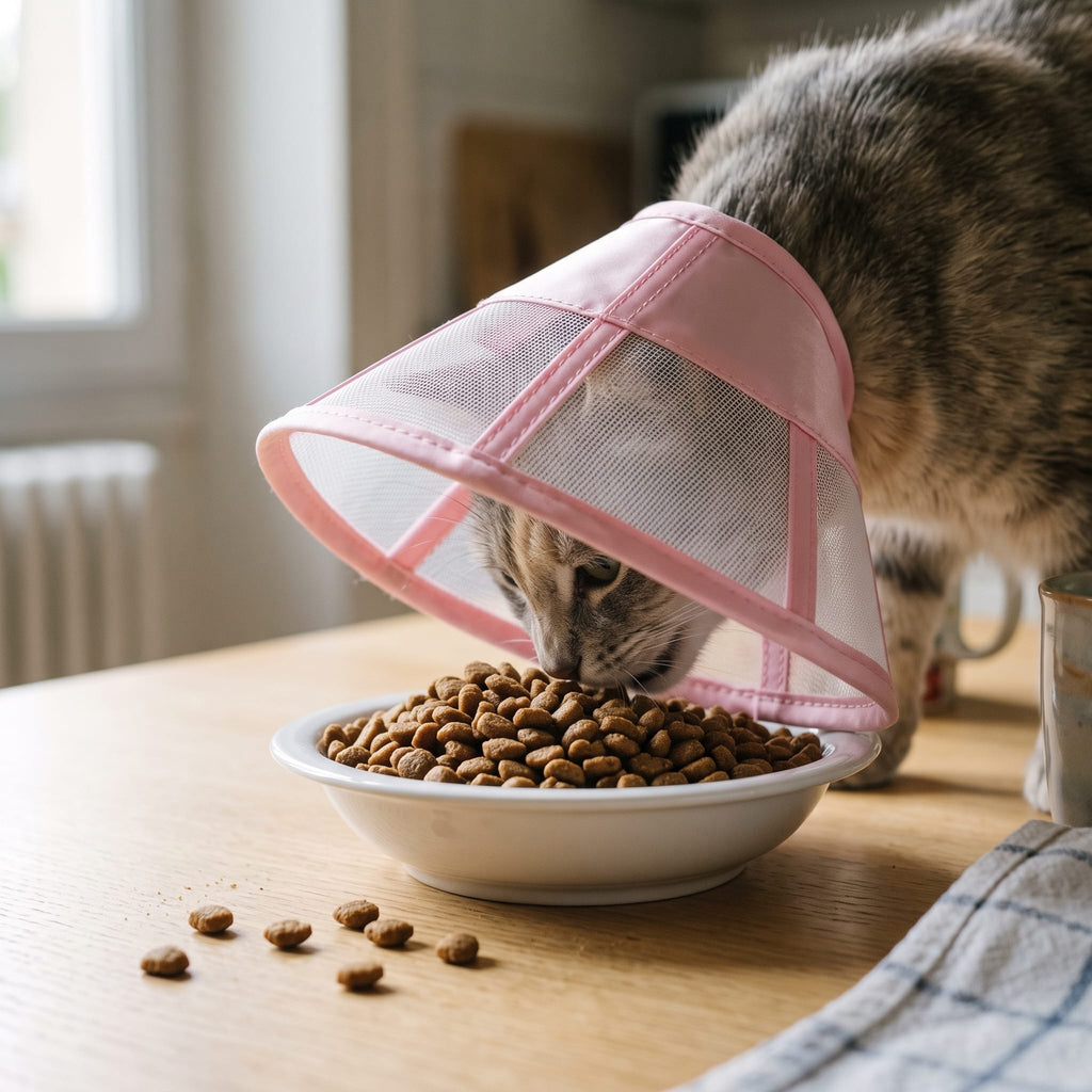 Miaou & Co Collerette Souple pour Chat Anti-Grattage en Tissu Respirant - Post-Opératoire
